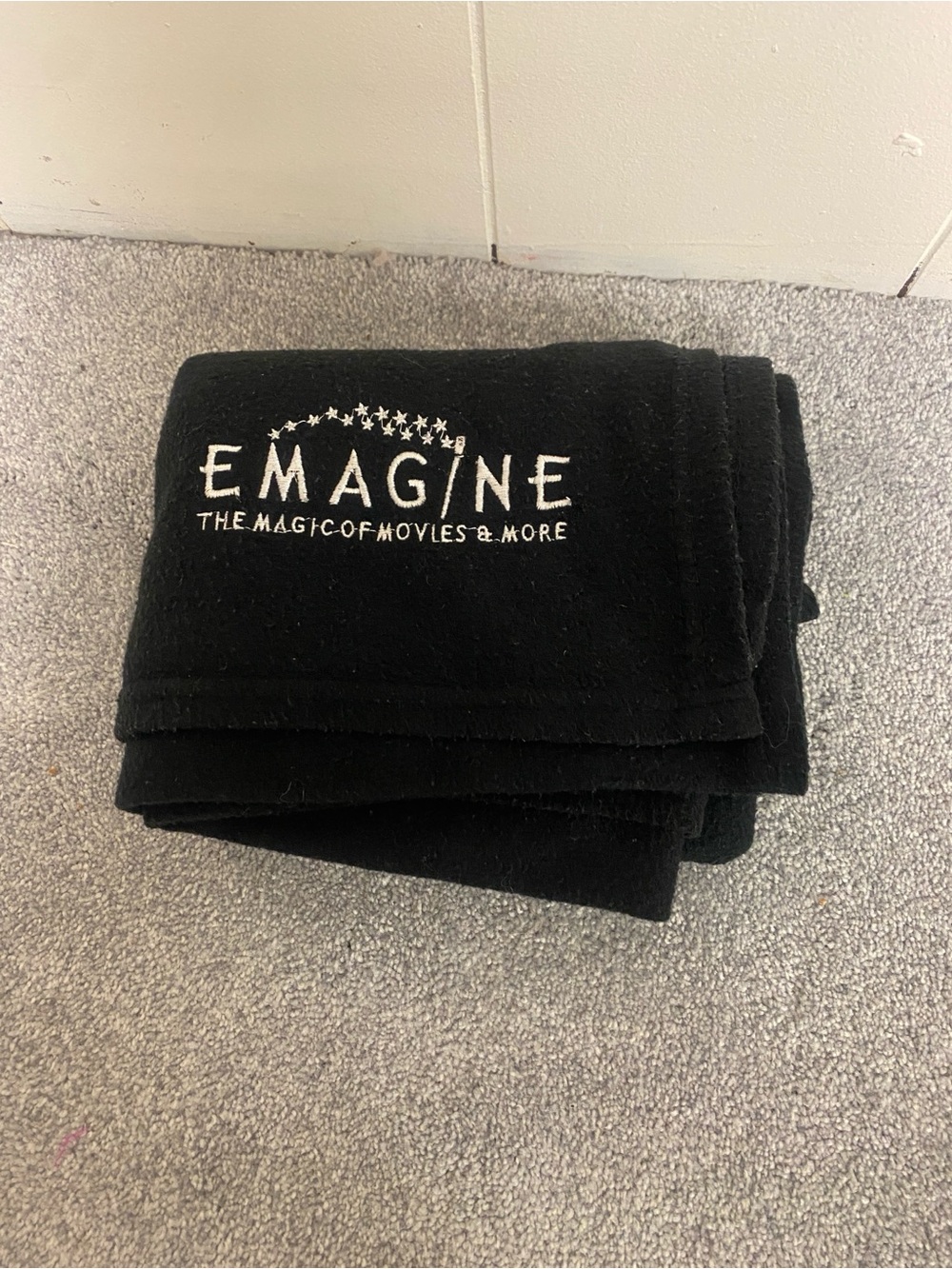 Emagine Black Embroidered Logo Throw Blanket